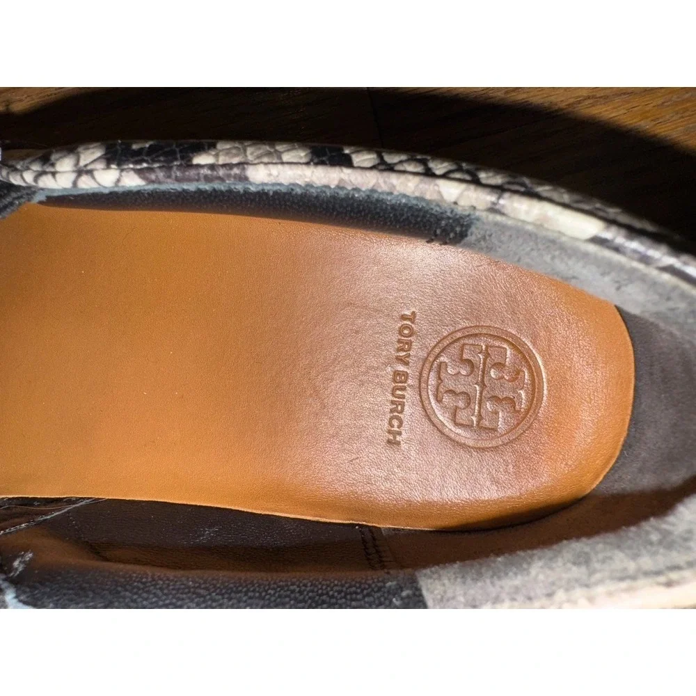 TORY BURCH womens size 7 Slip On Sneakers Snake Print Embossed Shoes loafers